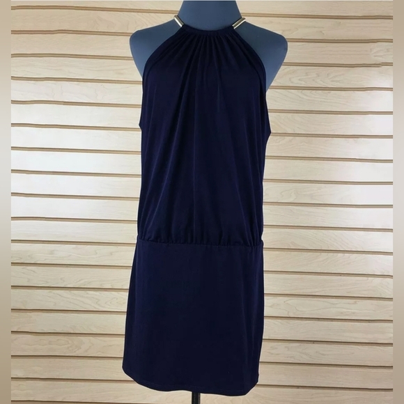 Jessica Simpson Blue Halter Sheath Mini Dress Size 14 - Picture 1 of 9